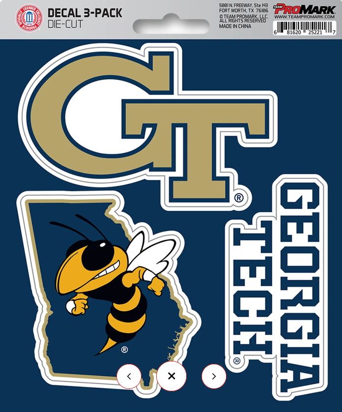 NCAA Official Team Sticker Mats - Set of 3 Stickers Officially Licensed