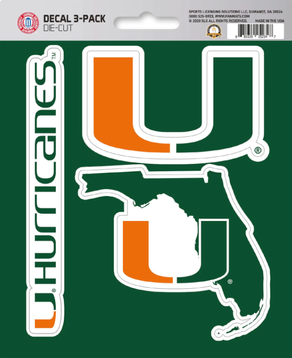 NCAA Official Team Sticker Mats - Set of 3 Stickers Officially Licensed
