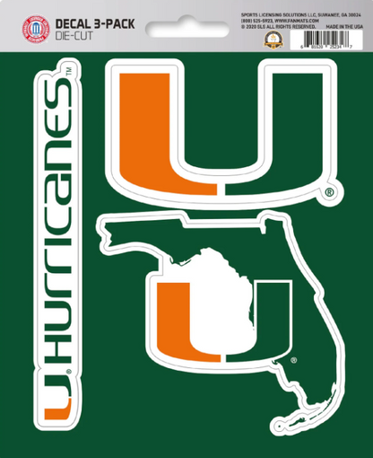 NCAA Official Team Sticker Mats - Set of 3 Stickers Officially Licensed