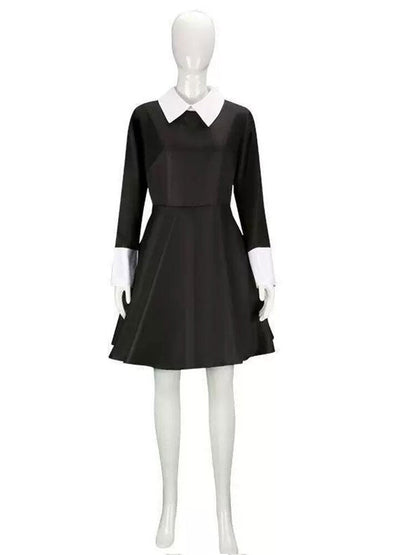 Wednesday Addams Gothic Cosplay Dress for Halloween
