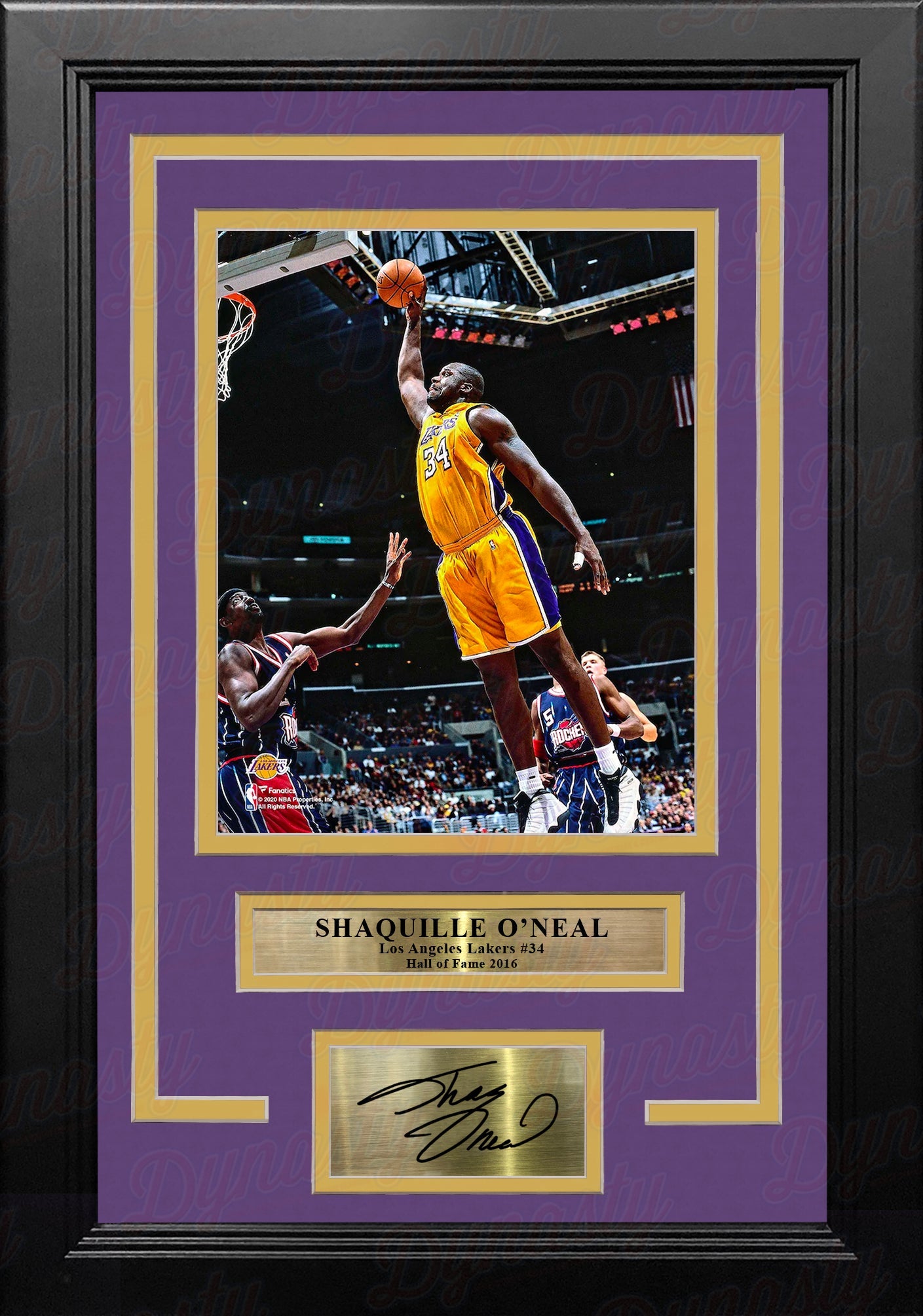 Shaquille O'Neal v. Rockets Los Angeles Lakers 8x10 Framed Basketball Photo with Engraved Autograph