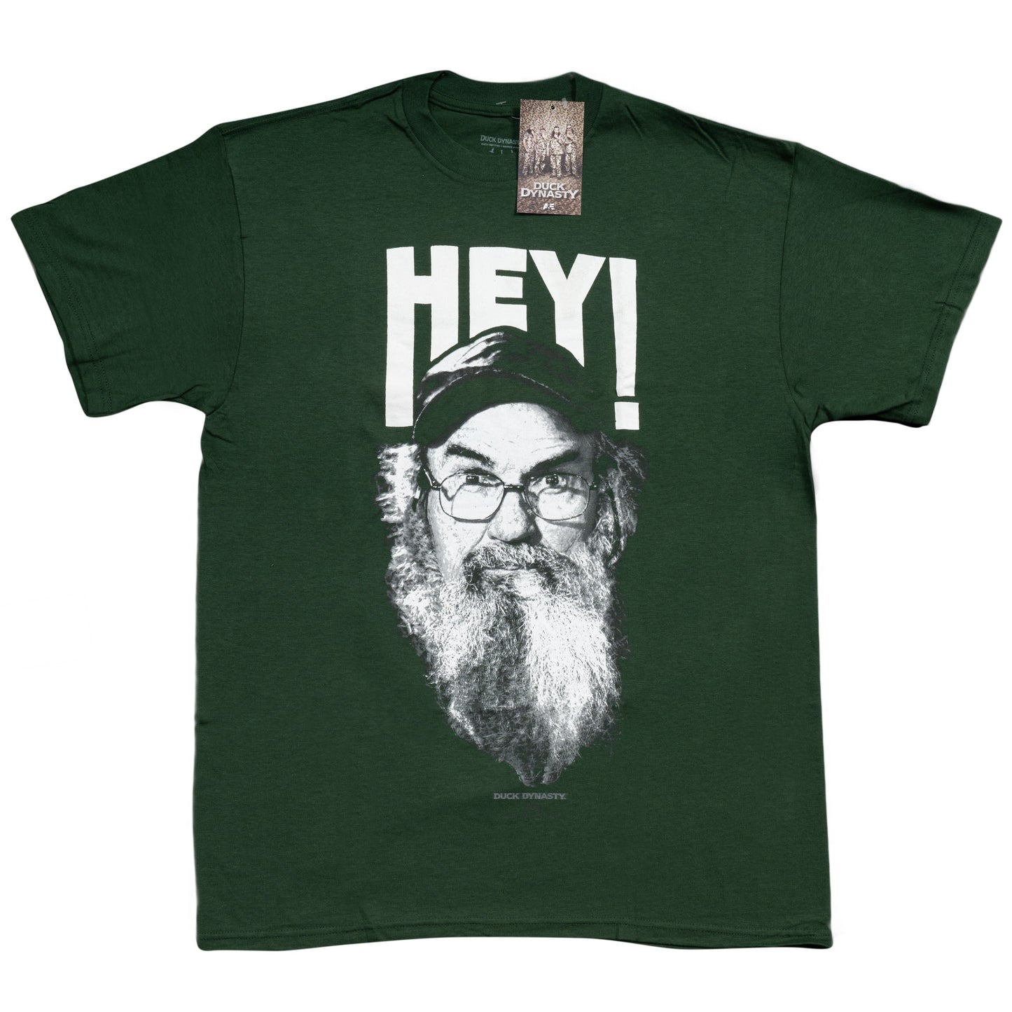 Duck Dynasty Si Robertson Commander HEY! Adult T Shirt Green