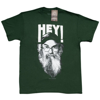 Duck Dynasty Si Robertson Commander HEY! Adult T Shirt Green
