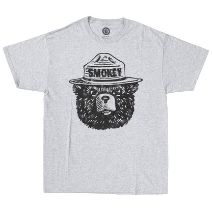 Smokey the Bear Adult Unisex Tonal T Shirt Grey