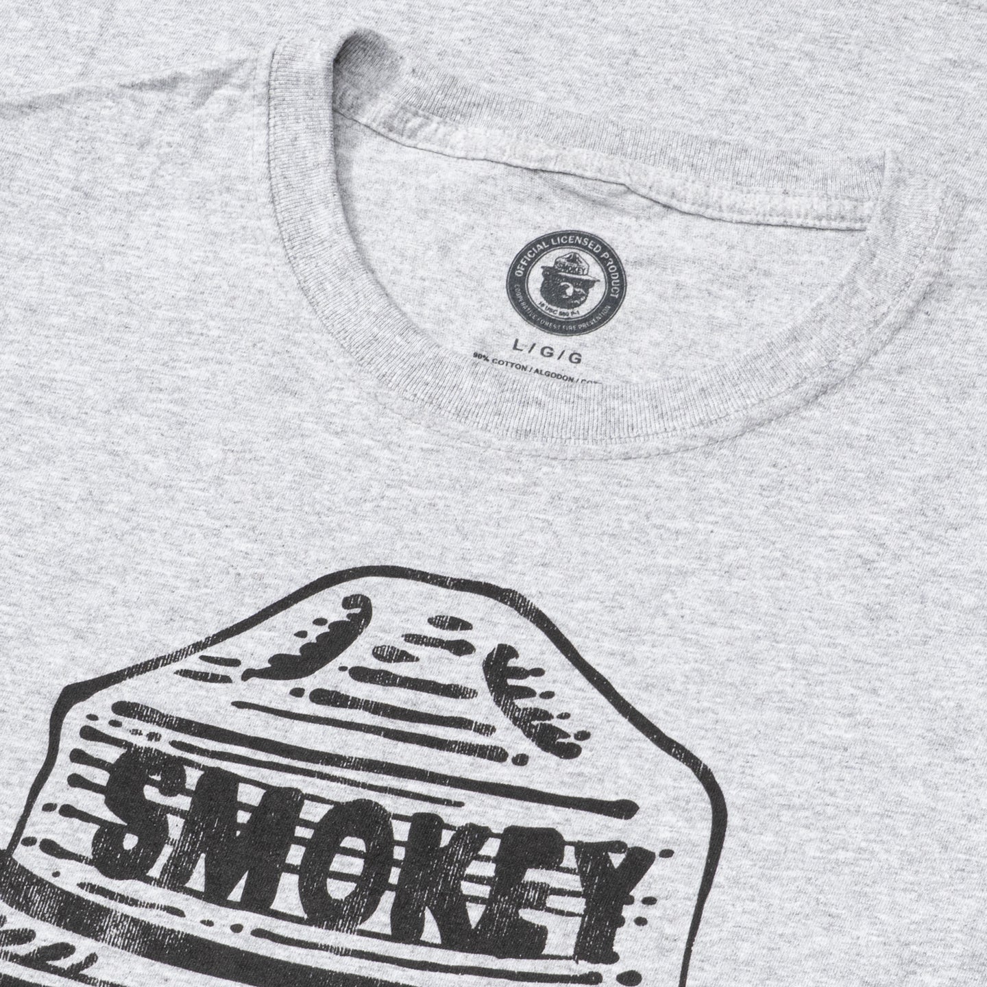 Smokey the Bear Adult Unisex Tonal T Shirt Grey