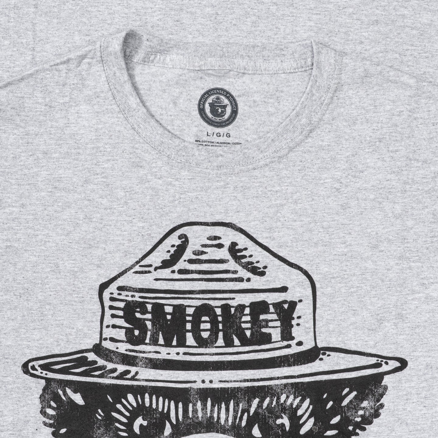 Smokey the Bear Adult Unisex Tonal T Shirt Grey