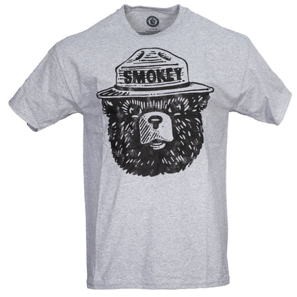 Smokey the Bear Adult Unisex Tonal T Shirt Grey