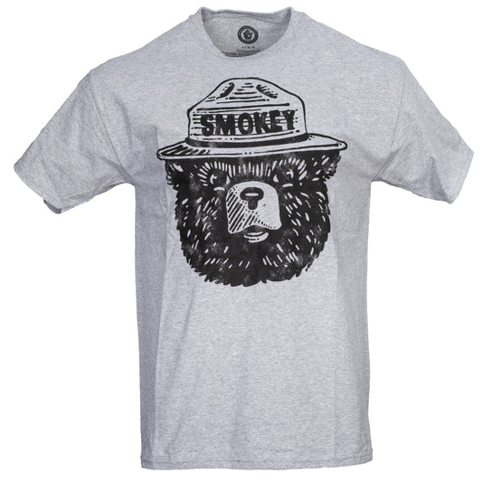 Smokey the Bear Adult Unisex Tonal T Shirt Grey