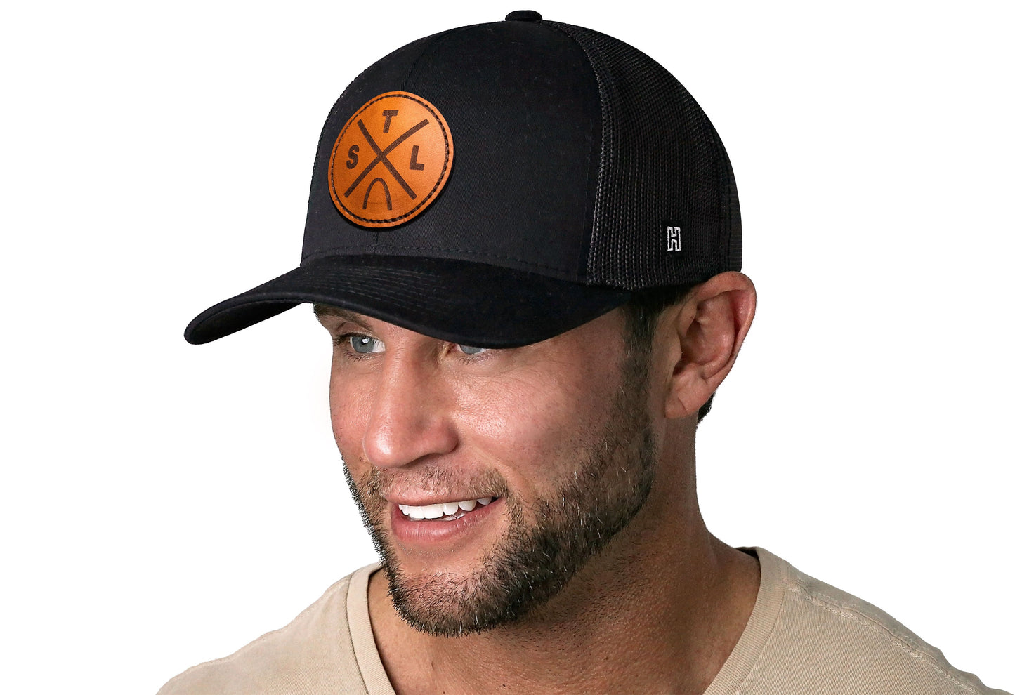 St. Louis Trucker Hat Leather  |  Black STL X Snapback