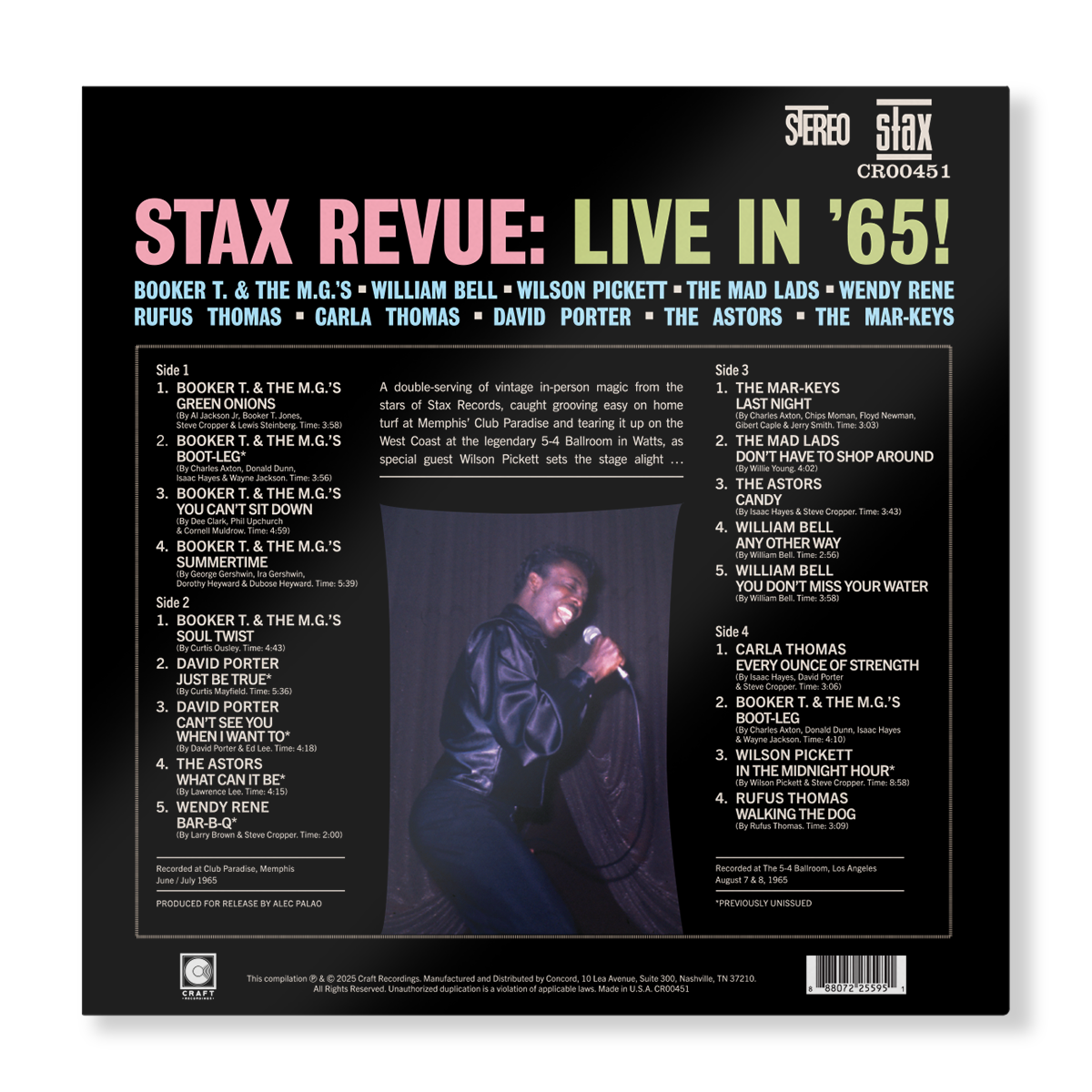STAX REVUE: LIVE IN ’65! (2-LP) Vinyl Record