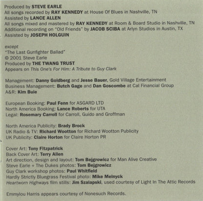 Steve Earle & The Dukes – GUY Music CD