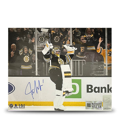 Jeremy Swayman Celebration Boston Bruins Autographed 8" x 10" Hockey Photo