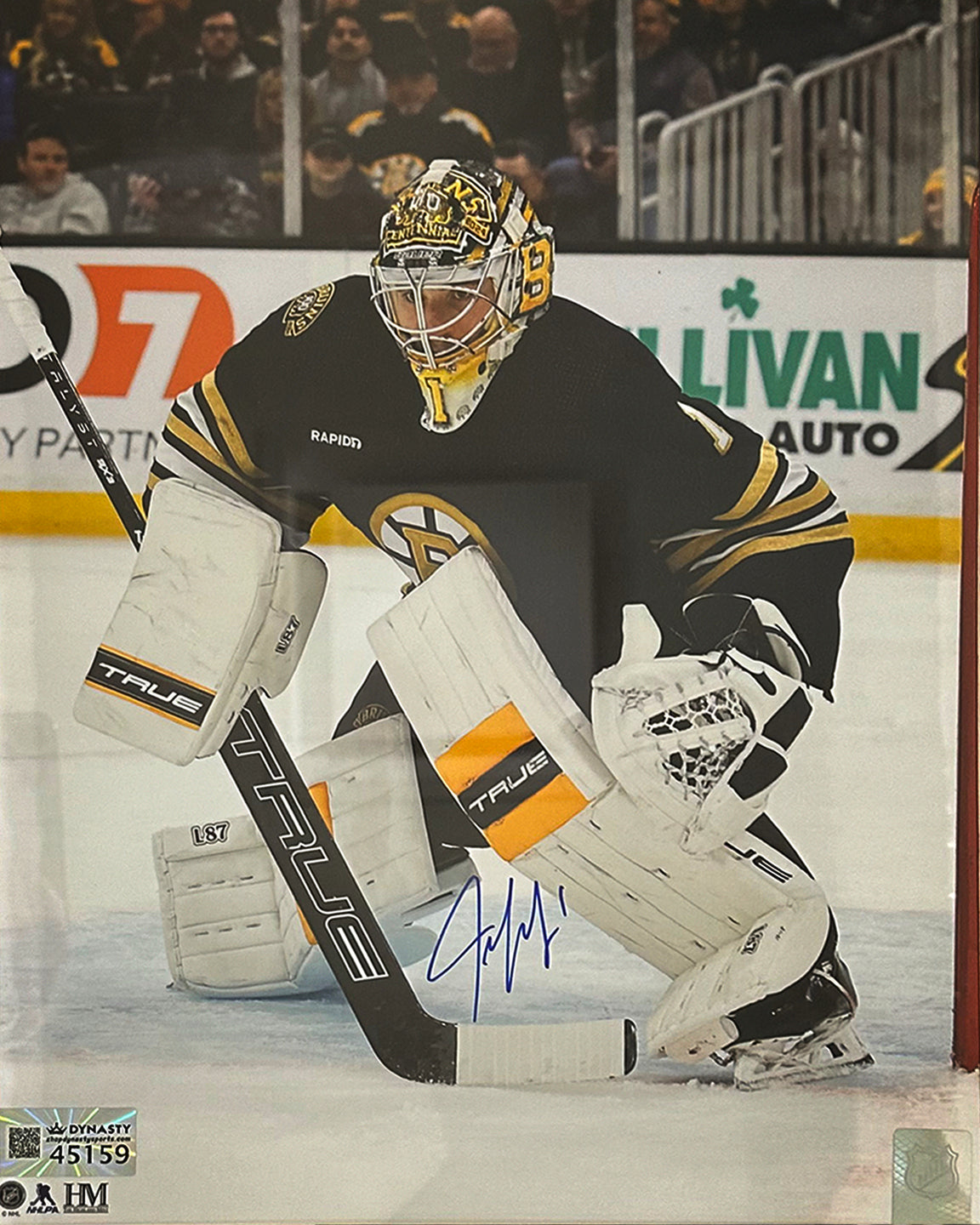 Jeremy Swayman in Goal Boston Bruins Autographed 8" x 10" Hockey Photo