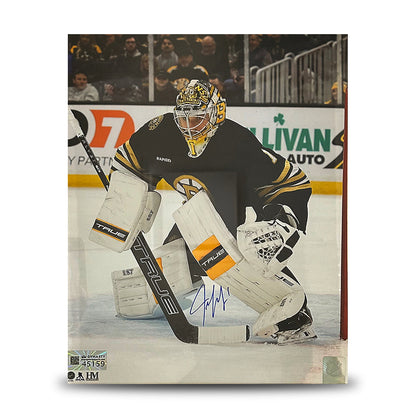 Jeremy Swayman in Goal Boston Bruins Autographed 8" x 10" Hockey Photo