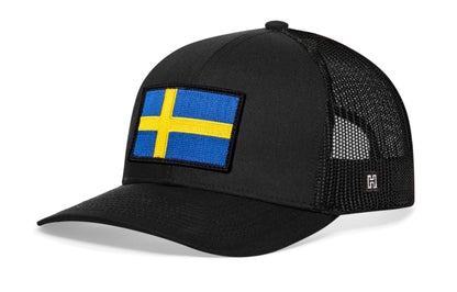 Swedish Flag Trucker Hat  |  Black Sweden Snapback