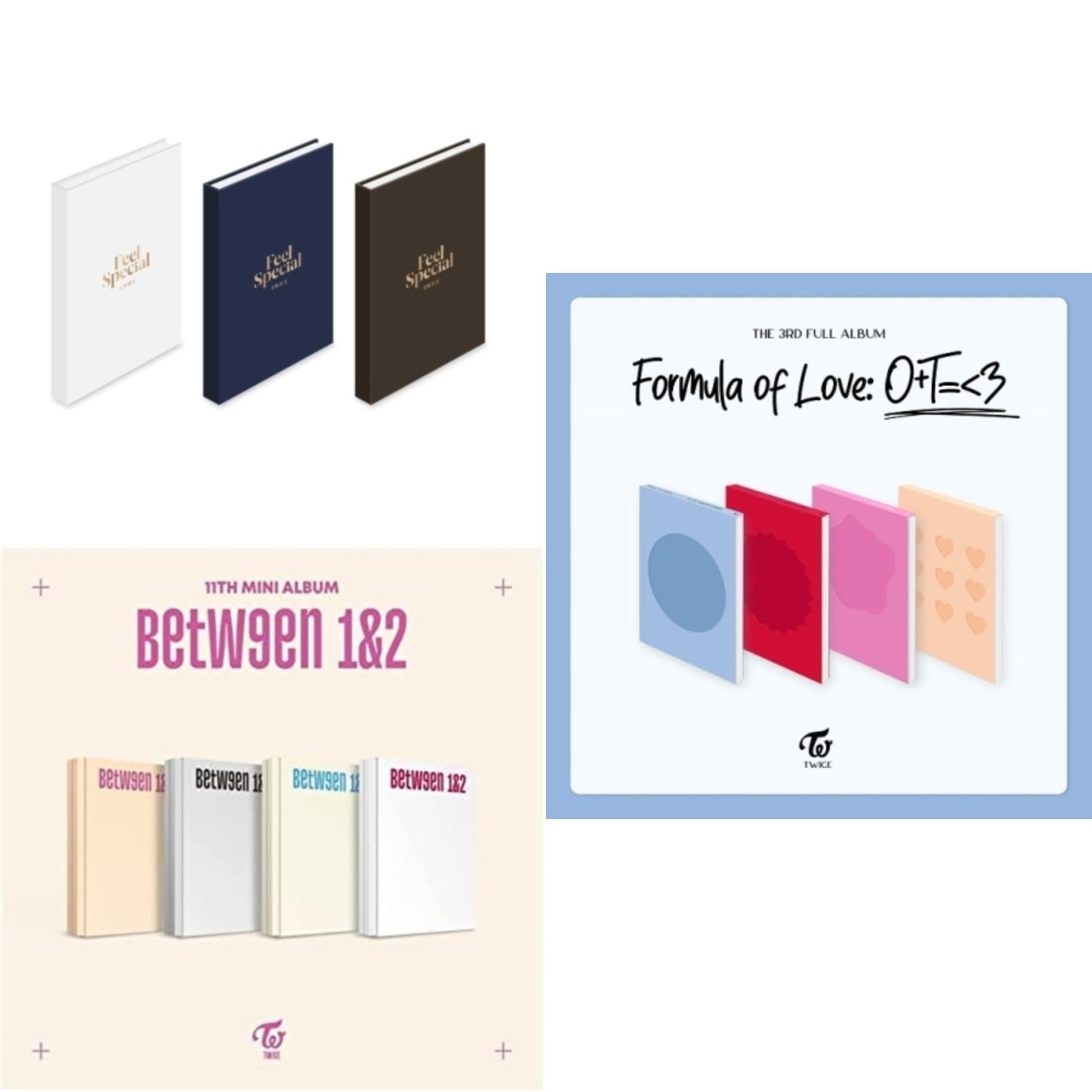 Twice - Feel Special (8Th Mini Album) & Between 1 & 2 & Formula Of Love: O+T=<3 - CD Bundle