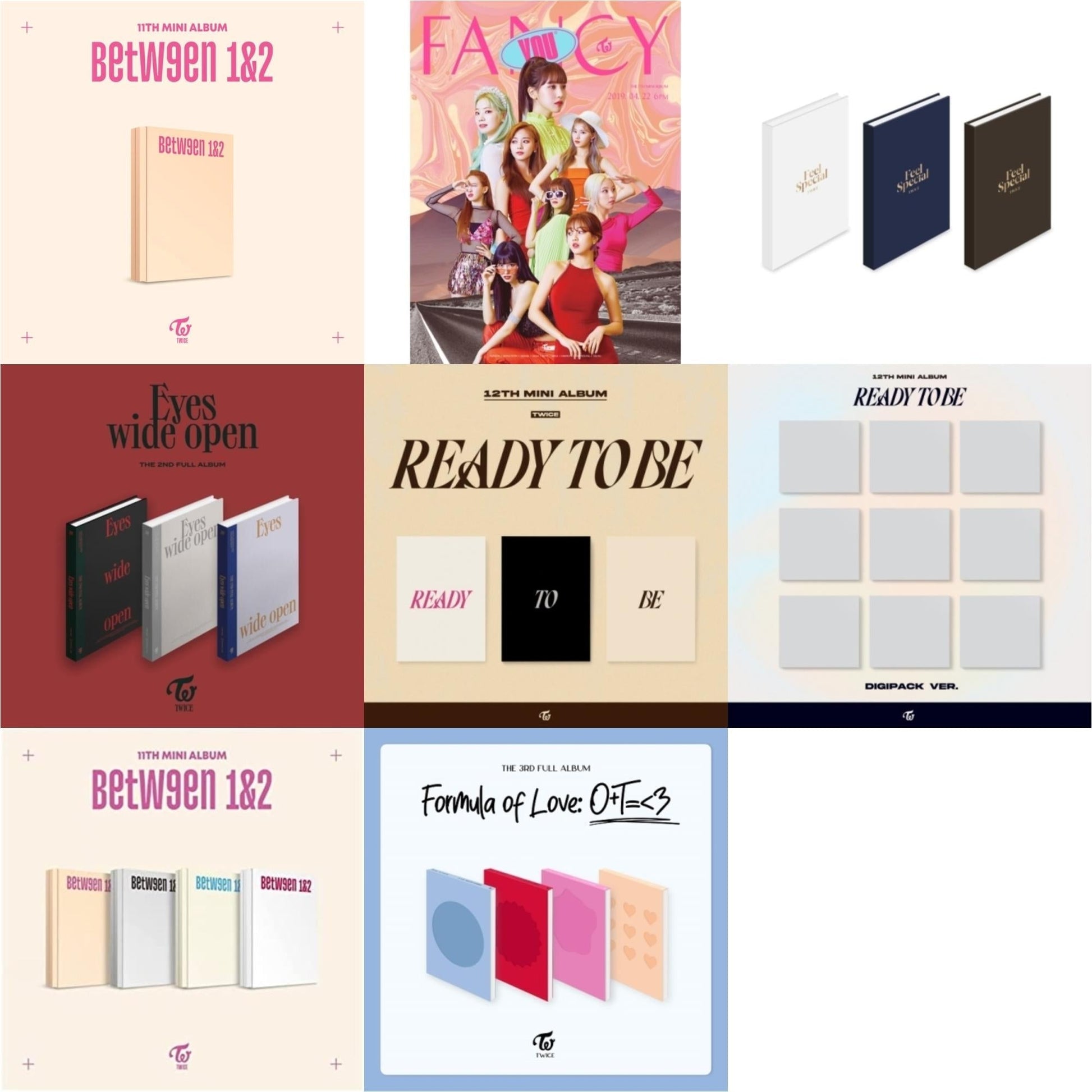 Twice - Between 1&2 (Archive Version) & Fancy You (7Th Album) & Feel Special (8Th Mini Album) & Eyes Wide Open: Vol. 2 & Ready To Be (12Th Mini Album) & Ready To Be (12Th Mini Album) Digipack Version & Between 1 & 2 & Formula Of Love: O+T=<3 - CD