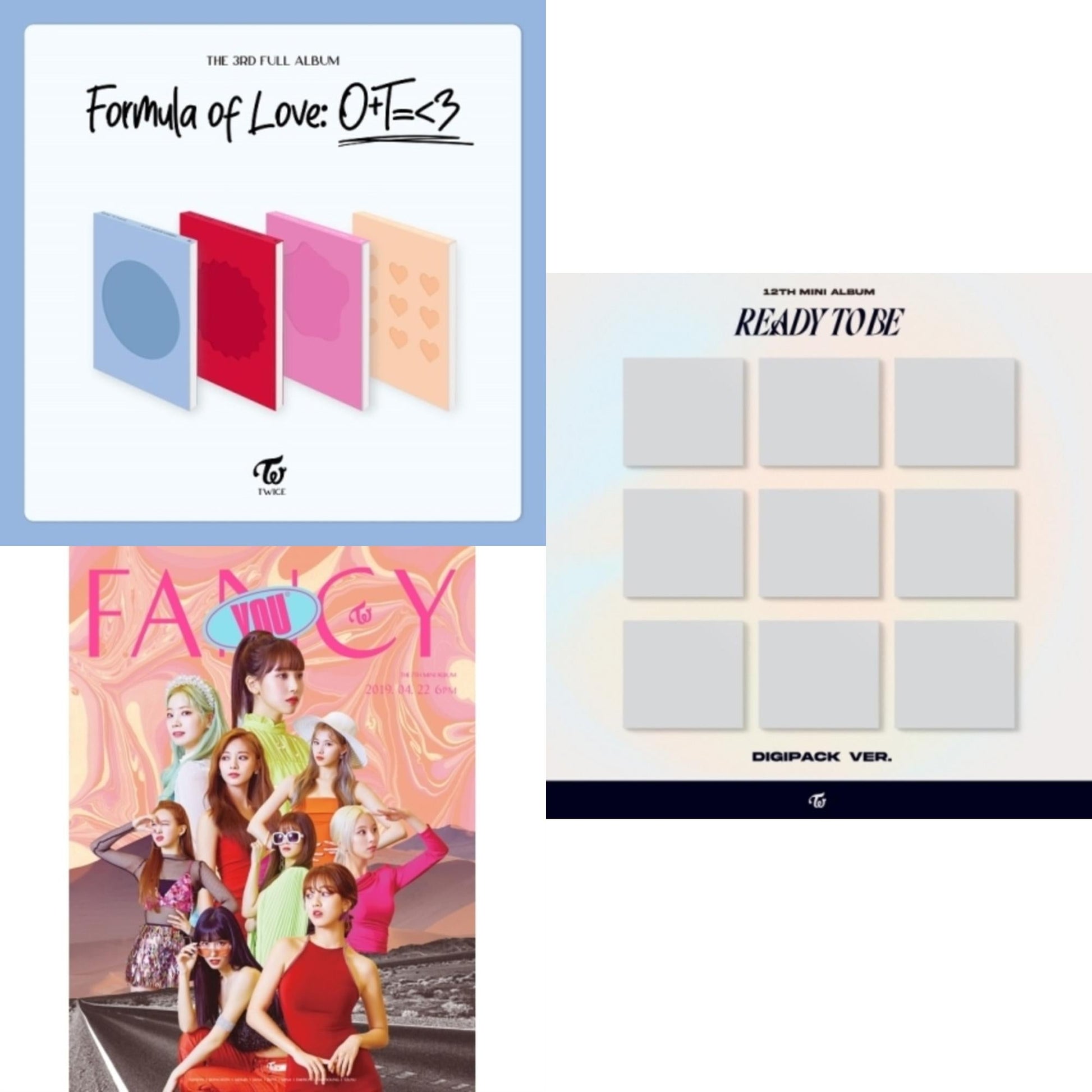 Twice - Fancy You (7Th Album) & Ready To Be (12Th Mini Album) Digipack Version & Formula Of Love: O+T=<3 - CD Bundle