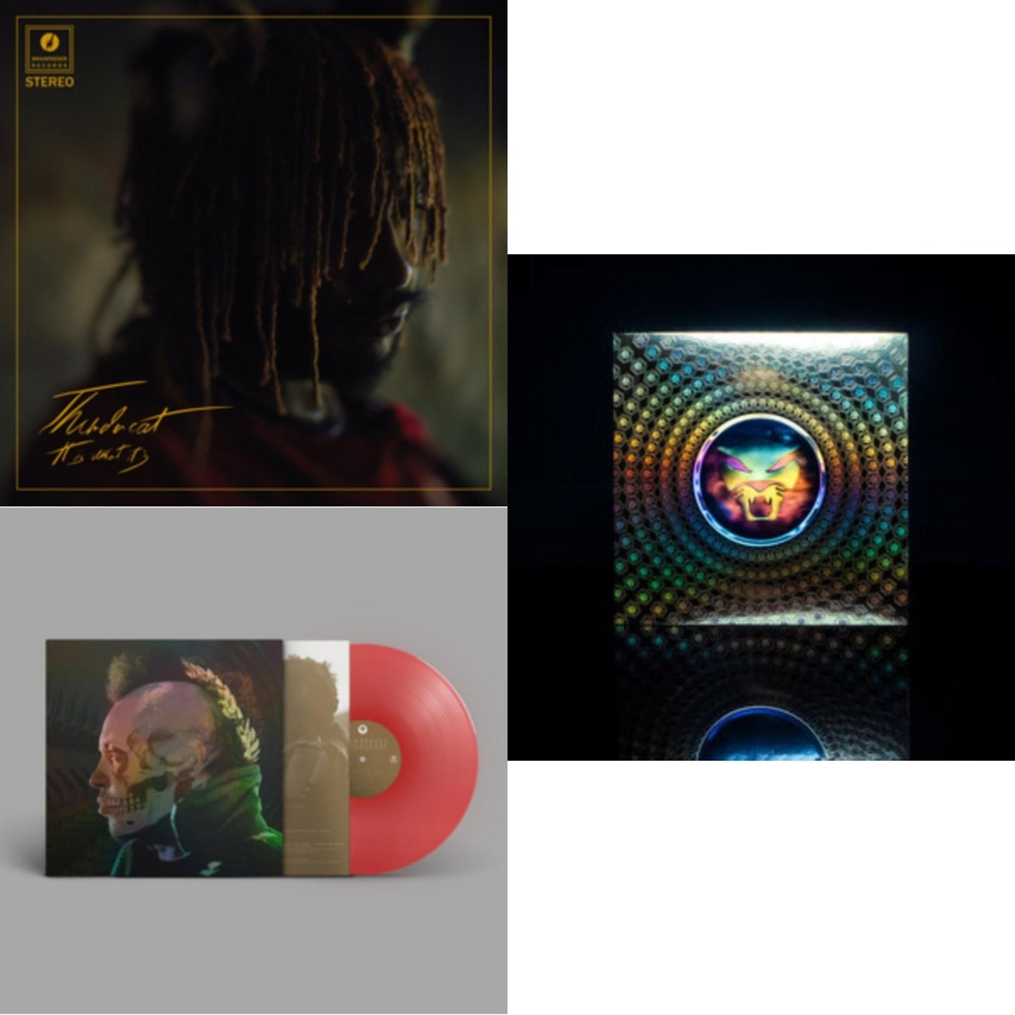 Thundercat - It Is What It Is (Red LP Vinyl/140G/3Mm Spined Sleeve/Gold Foil) & Apocalypse (10 Anniversary) (Deluxe/Translucent Red LP Vinyl) & Golden Age Of Apocalypse (10Th Anniversary Edition/Translucent Red LP Vinyl)