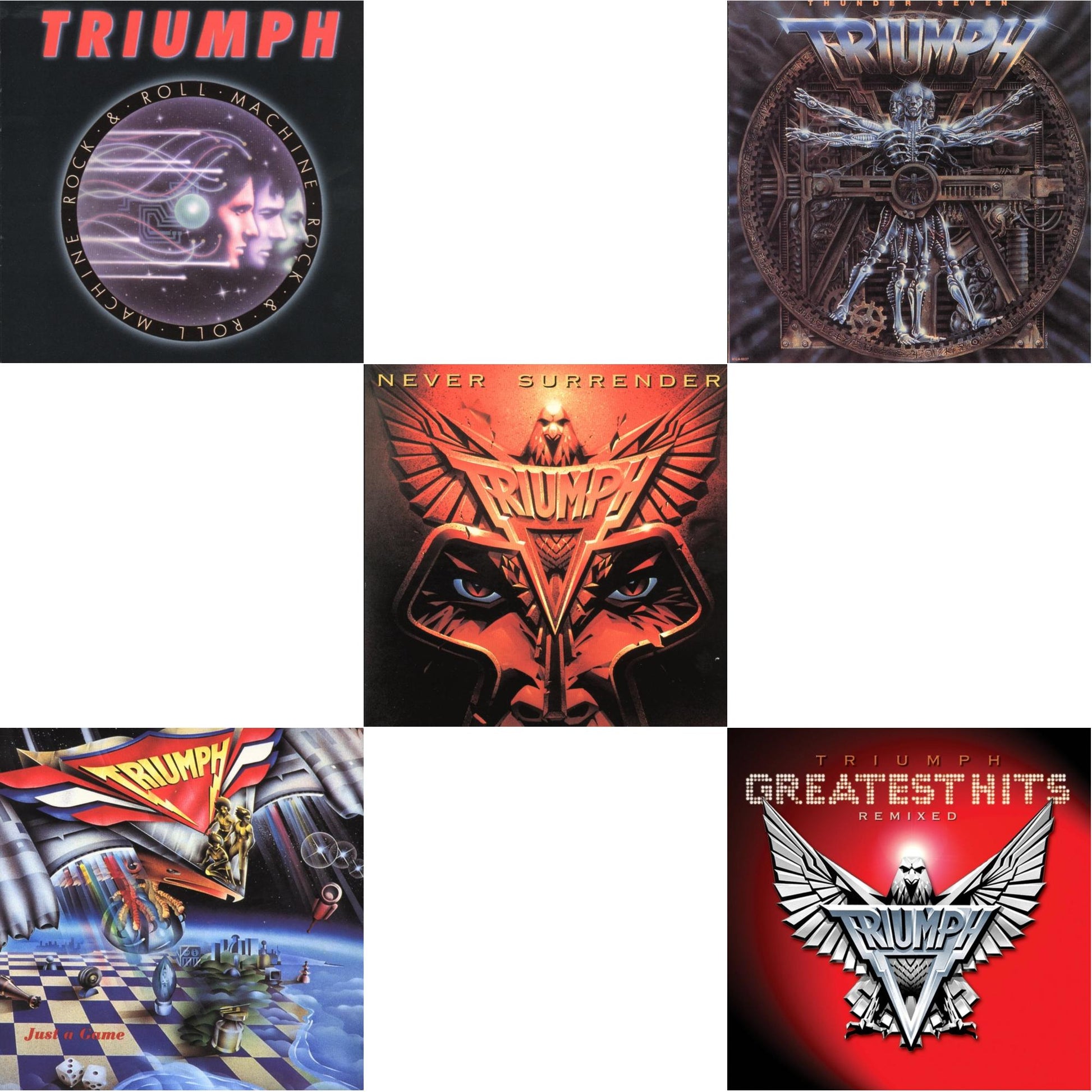 Triumph - Rock N Roll Machine & Just A Game & Never Surrender & Thunder Seven & Triumph: Greatest Hits Remixed - CD Bundle