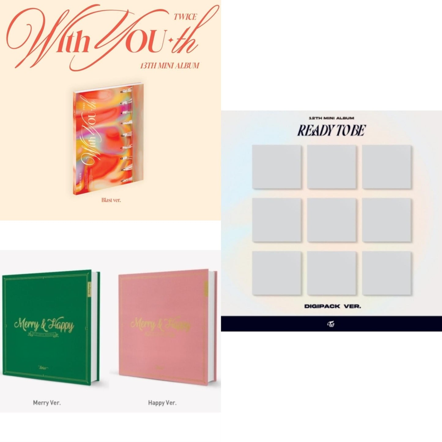 Twice - With You-Th (Blast Ver.) & Merry & Happy & Ready To Be (12Th Mini Album) Digipack Version - CD Bundle