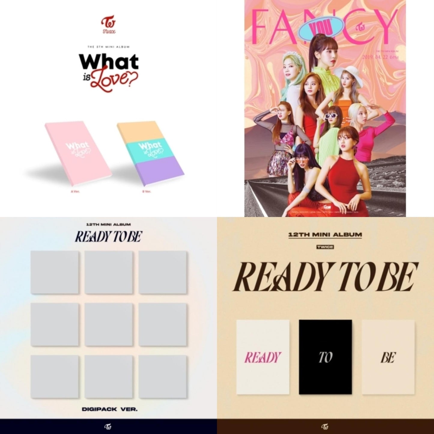 Twice - What Is Love? & Fancy You (7Th Album) & Ready To Be (12Th Mini Album) Digipack Version & Ready To Be (12Th Mini Album) - CD Bundle