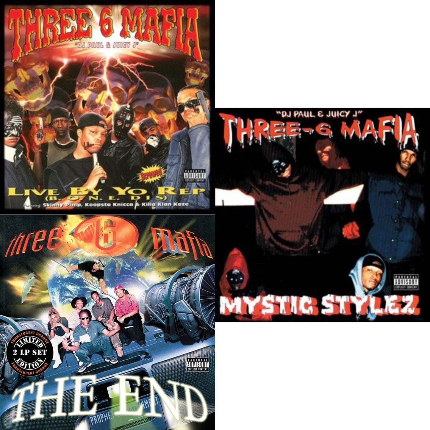 Three 6 Mafia - Mystic Stylez (20Th Anniversary) (Red LP Vinyl/Limited Edition) & Live By Yo Rep & End (2LP/Translucent Orange Vinyl)