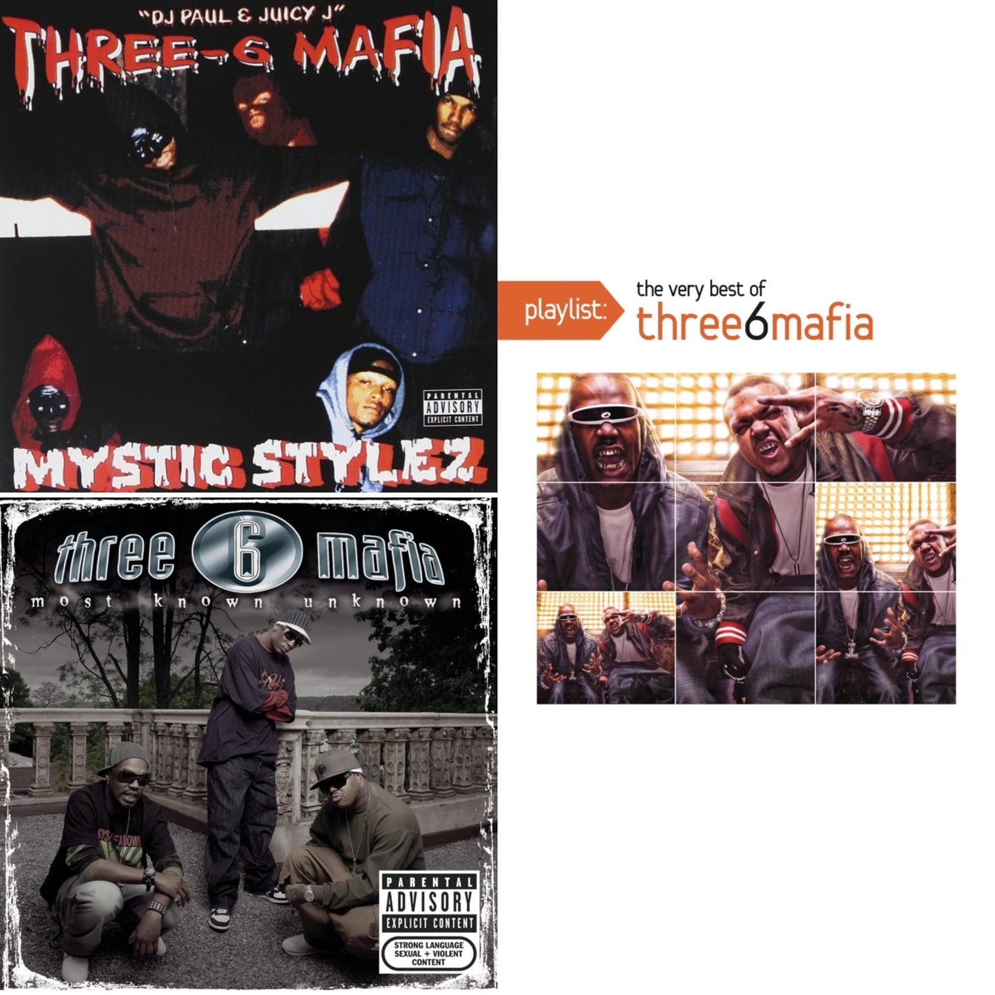 Three 6 Mafia - Mystic Stylez & Most Known Unknown (Revised Edition) & Playlist: Very Best Of Three 6 Mafia - CD Bundle