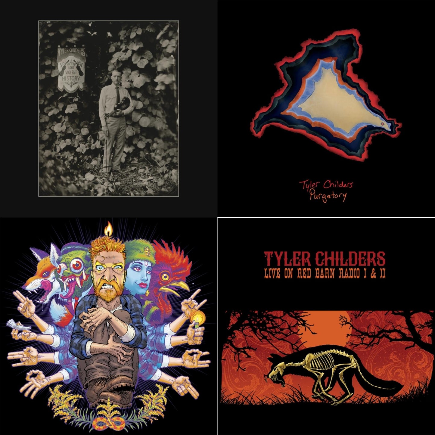 Tyler Childers - Long Violent History (140G/Insert) & Purgatory & Country Squire (150G/Dl Code) & Live On Red Barn Radio I & Ii - LP Vinyl Bundle