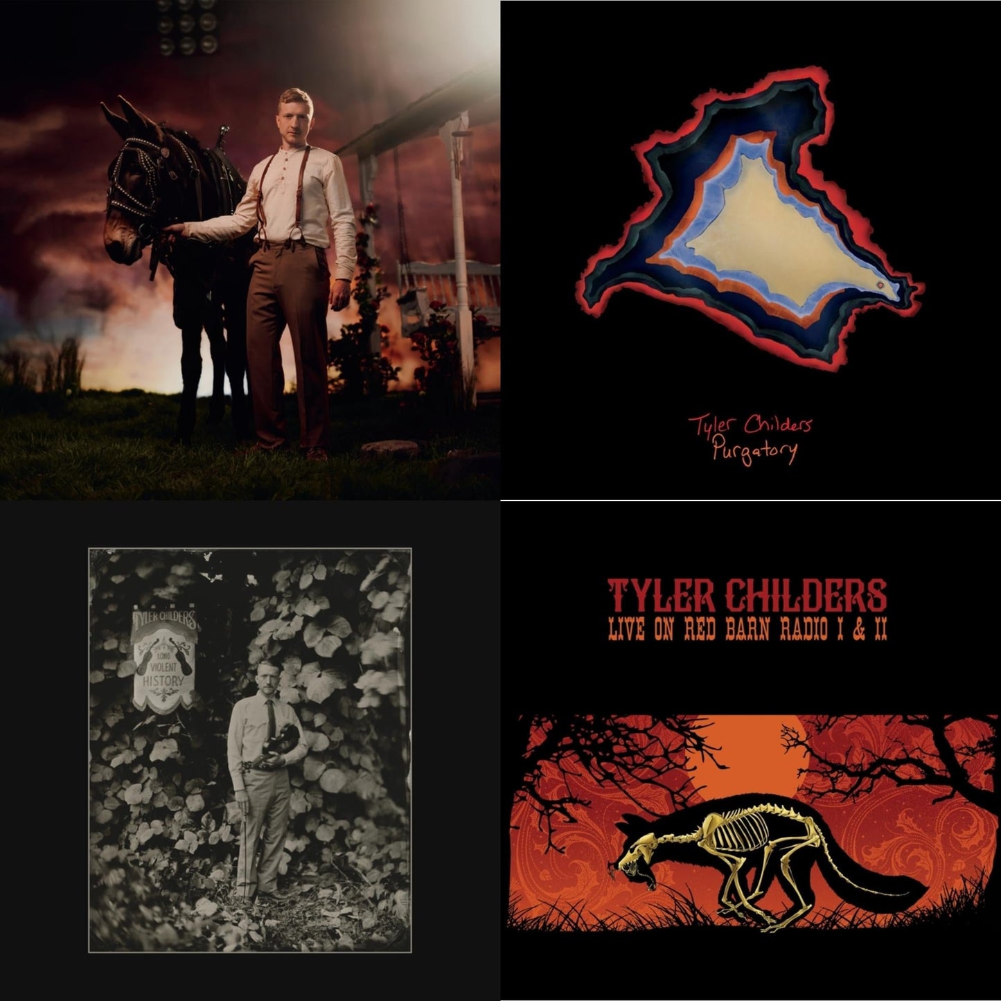 Tyler Childers - Long Violent History (140G/Insert) & Rustin In The Rain & Live On Red Barn Radio I & Ii & Purgatory - LP Vinyl Bundle