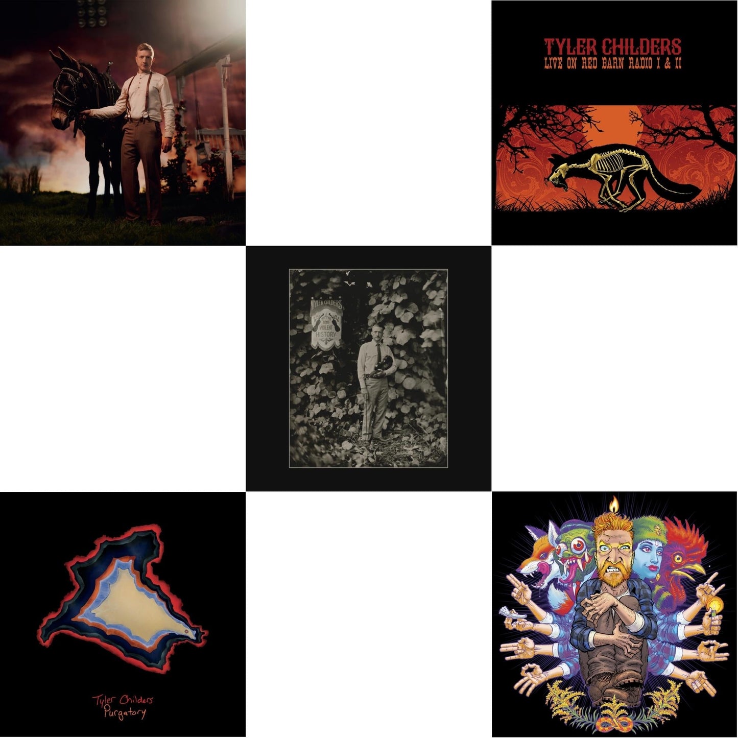 Tyler Childers - Country Squire (150G/Dl Code) & Long Violent History (140G/Insert) & Rustin In The Rain & Live On Red Barn Radio I & Ii & Purgatory - LP Vinyl Bundle