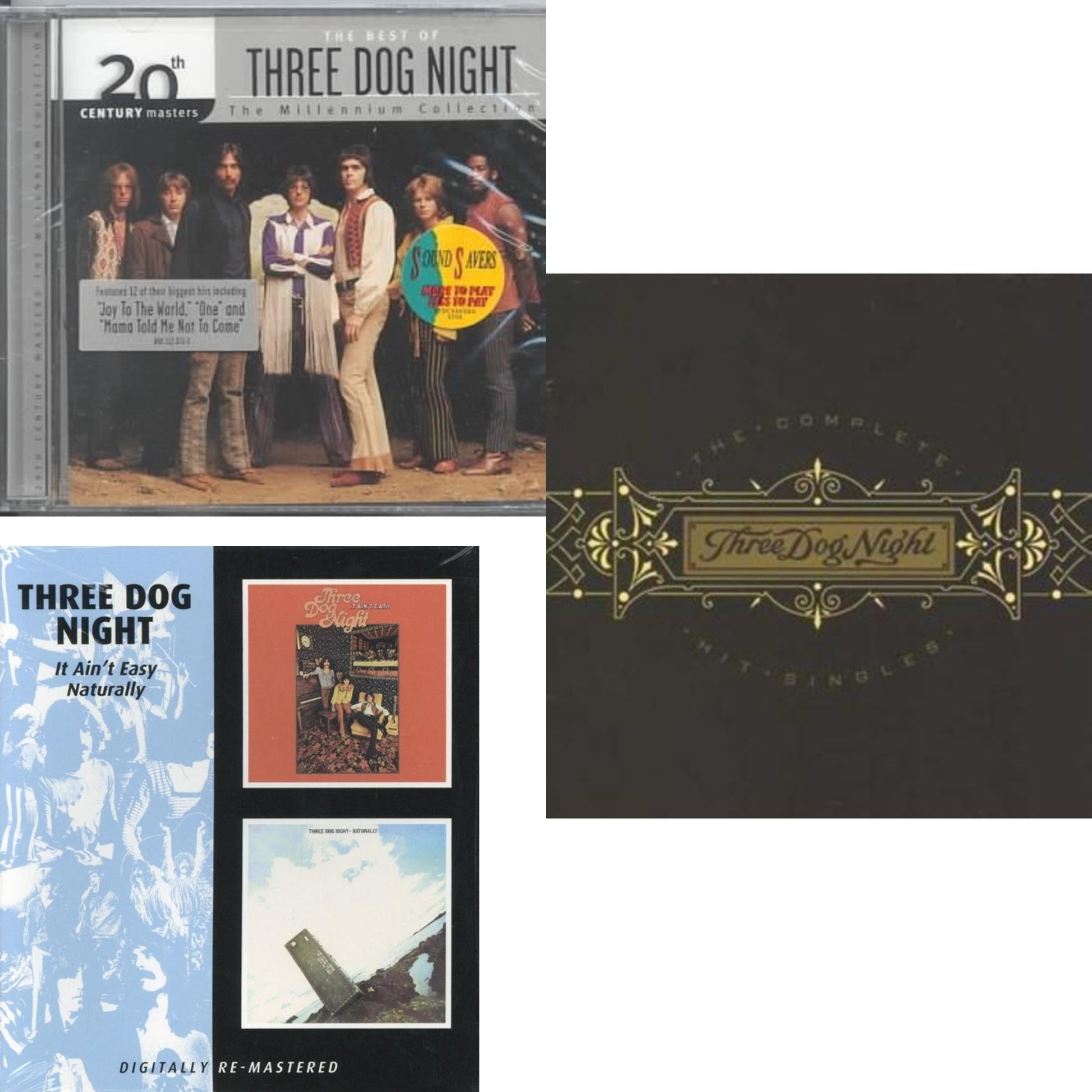 Three Dog Night - Millennium Collection: 20Th Century Masters & It Ain't Easy / Naturally (Remastered) & Complete Hit Singles - CD Bundle