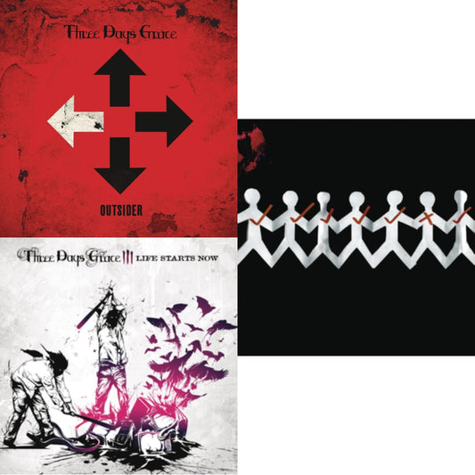 Three Days Grace - Outsider (140G/Dl Card) & Life Starts Now (150G) & One-X (150G) - LP Vinyl Bundle