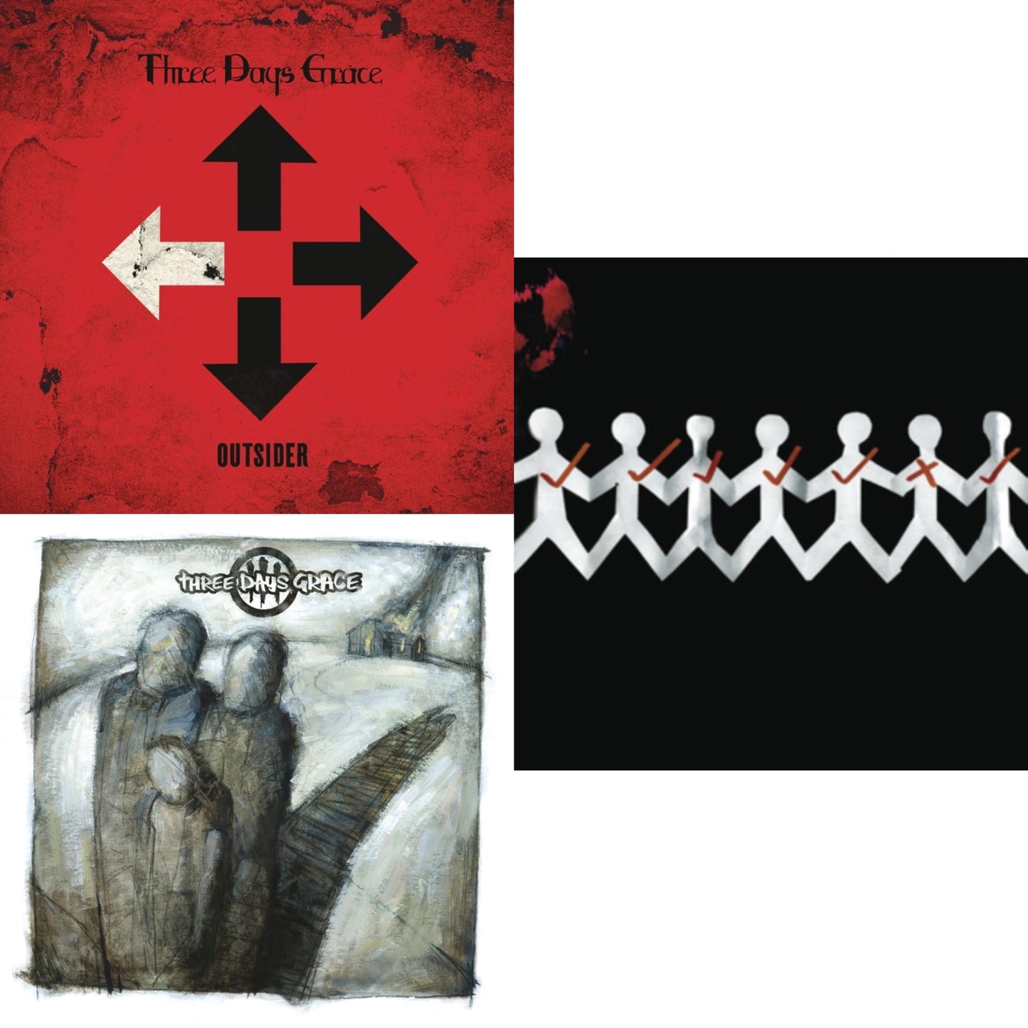 Three Days Grace - Outsider (140G/Dl Card) & Three Days Grace (150G) & One-X (150G) - LP Vinyl Bundle