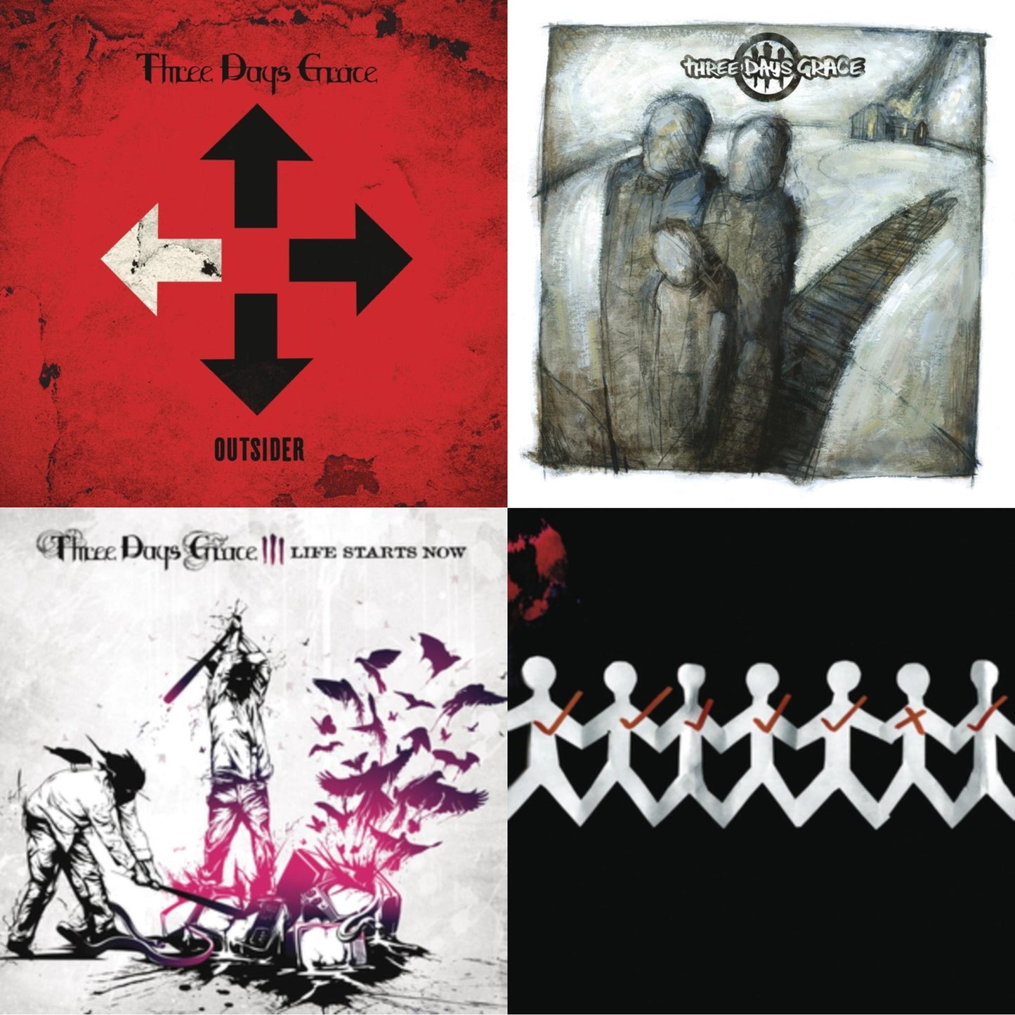 Three Days Grace - Outsider (140G/Dl Card) & Three Days Grace (150G) & Life Starts Now (150G) & One-X (150G) - LP Vinyl Bundle