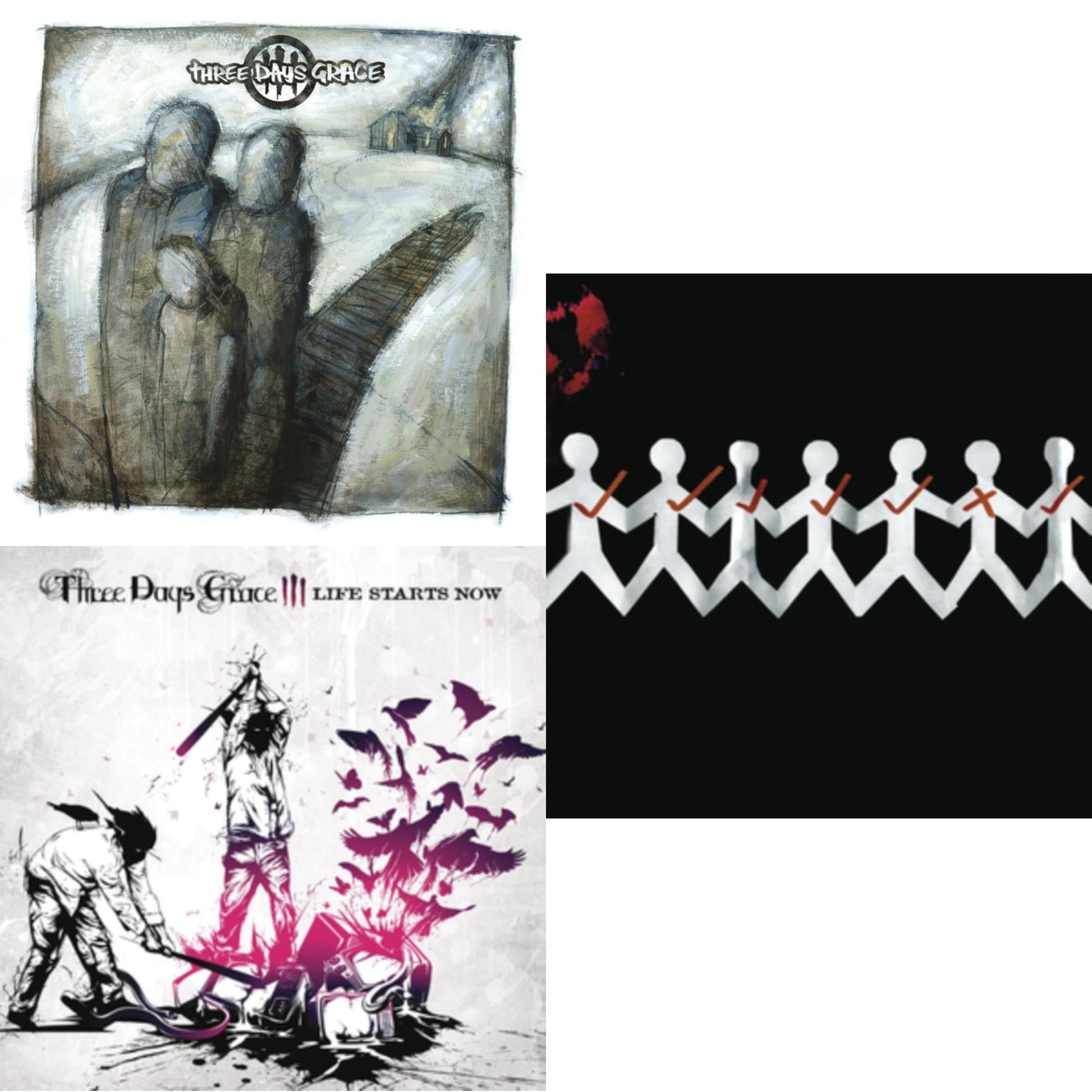 Three Days Grace - Three Days Grace (150G) & Life Starts Now (150G) & One-X (150G) - LP Vinyl Record Bundle