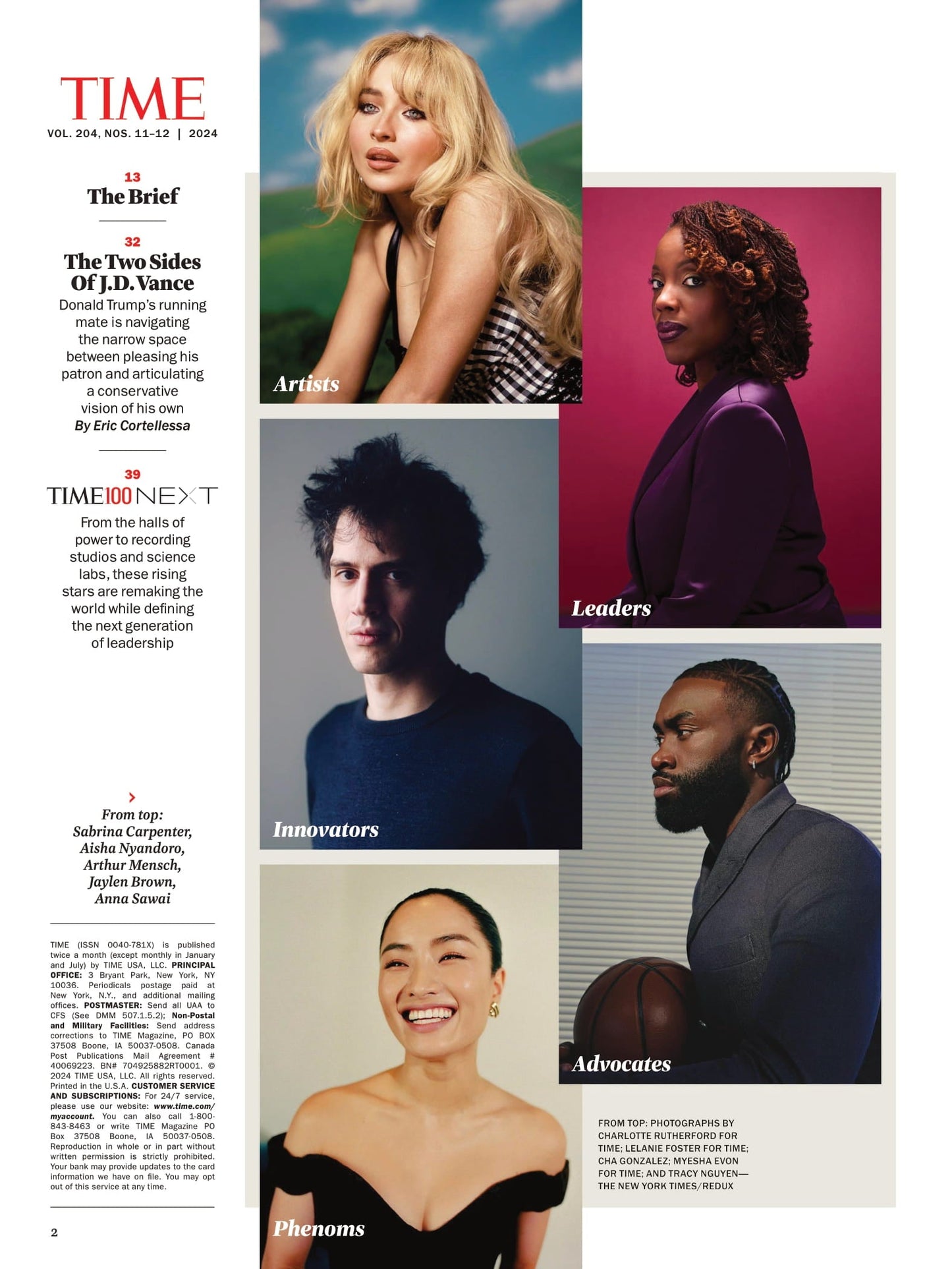 TIME Magazine - 10.14.24 Edition: TIME100 Next,The World's Most Influential Rising Stars Defining The Next Generation, Artists, Leaders, Innovators, Advocates & Phenoms