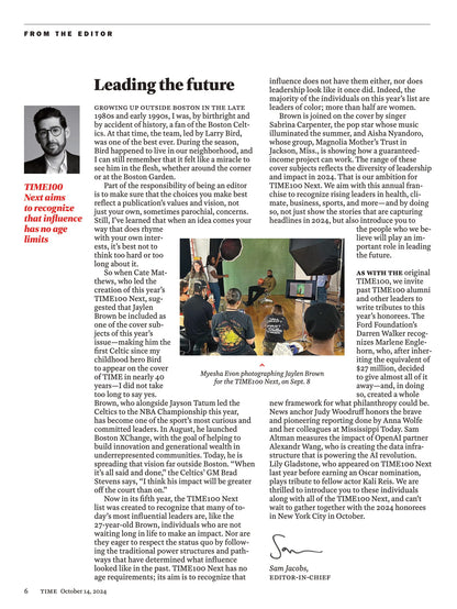 TIME Magazine - 10.14.24 Edition: TIME100 Next,The World's Most Influential Rising Stars Defining The Next Generation, Artists, Leaders, Innovators, Advocates & Phenoms