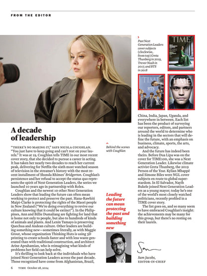 TIME Magazine - 10.28.24 Edition: Next Generations Leaders, Nicola Coughlan Star Of Derry Girls & Bridgerton Talks Finding Her Breakthrough, Plus 10 More Trailblazers Shaping A Brighter Future!