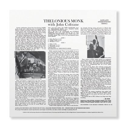 Thelonious Monk With John Coltrane (Original Jazz Classics Series) (180g LP) Vinyl Record