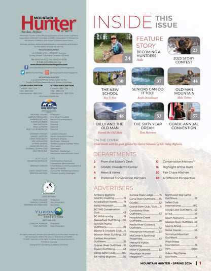 Mountain Hunter - Spring 2024: Stories From All Walks Of Life, Becoming A Huntress, Old Man Mountain, GOABC Convention, New School, Seniors Can Do It Too, The Sixty Year Dream, Story Contest & More!