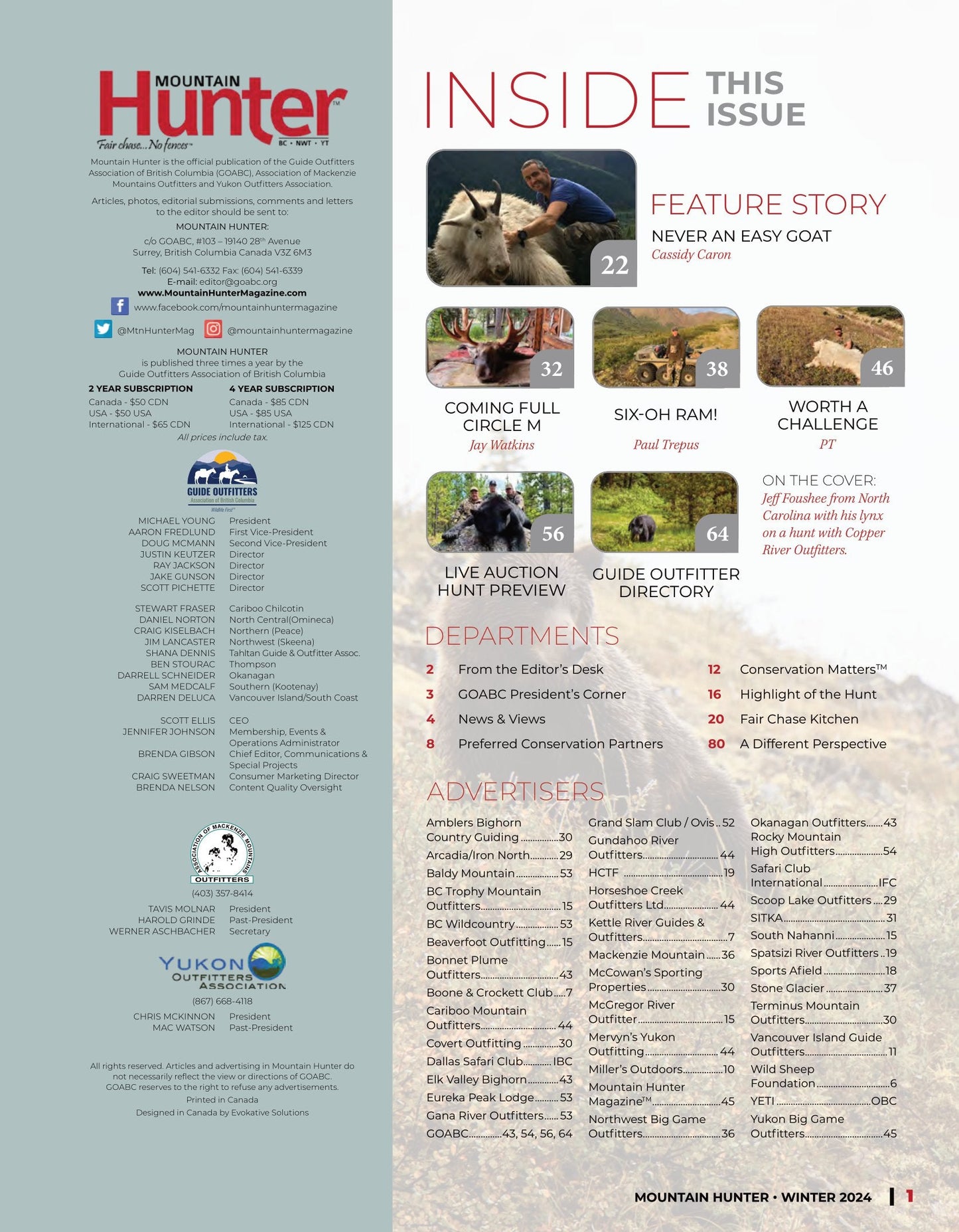 Mountain Hunter - Winter 2024: Learn Stories From Experienced Hunters, Live Auction Hunt Preview, GOABC Guide Outfitter Directory & More!