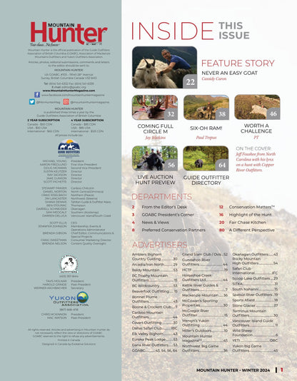 Mountain Hunter - Winter 2024: Learn Stories From Experienced Hunters, Live Auction Hunt Preview, GOABC Guide Outfitter Directory & More!