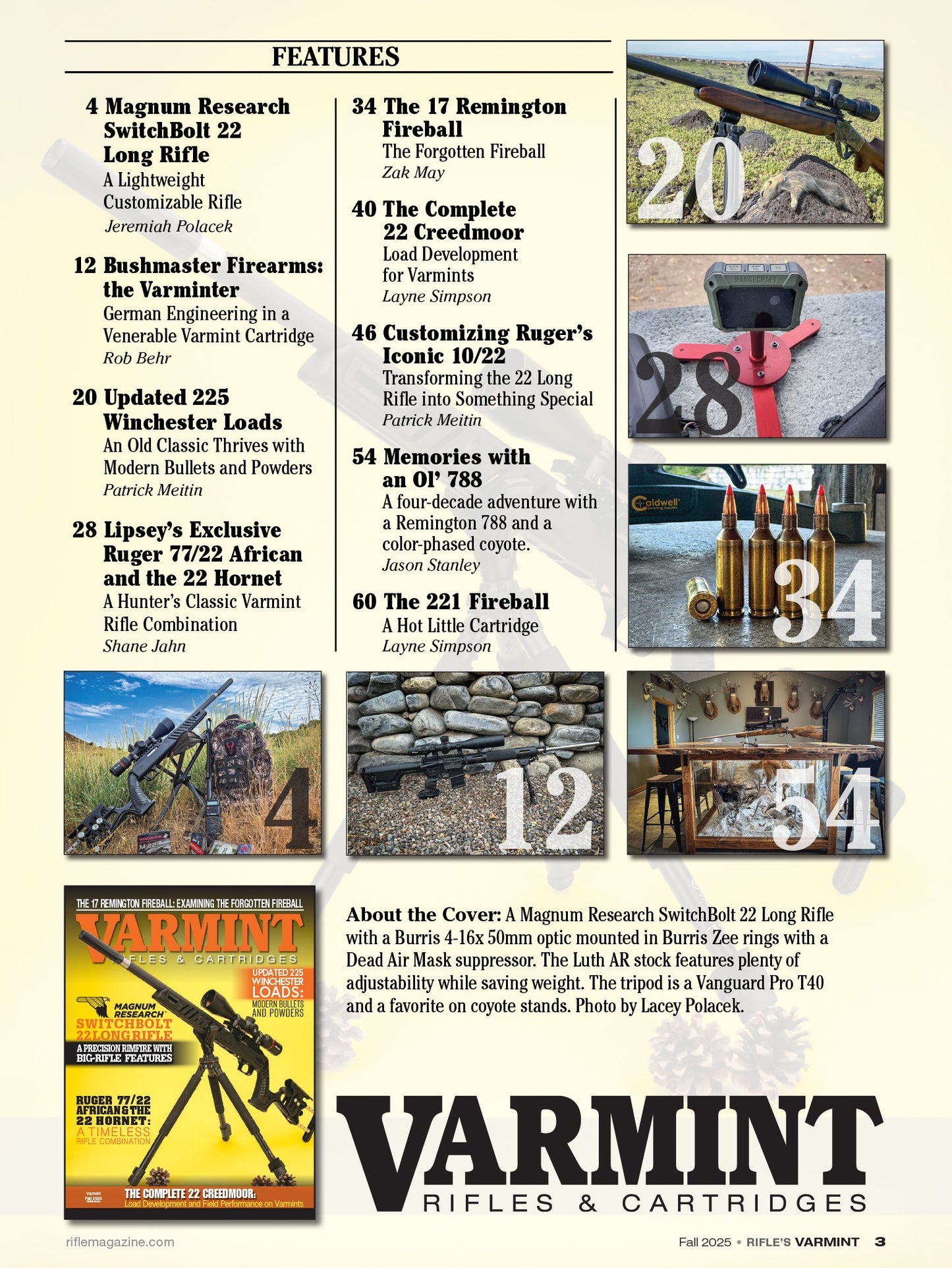 Varmint Rifles & Cartridges - Fall 2025: The Forgotten 17 Remington Fireball, Magnum Research SwitchBolt 22 Long Rifle, Updated 225 Winchester Load, The Complete 22 Creedmoor, Reloading Tips & More!