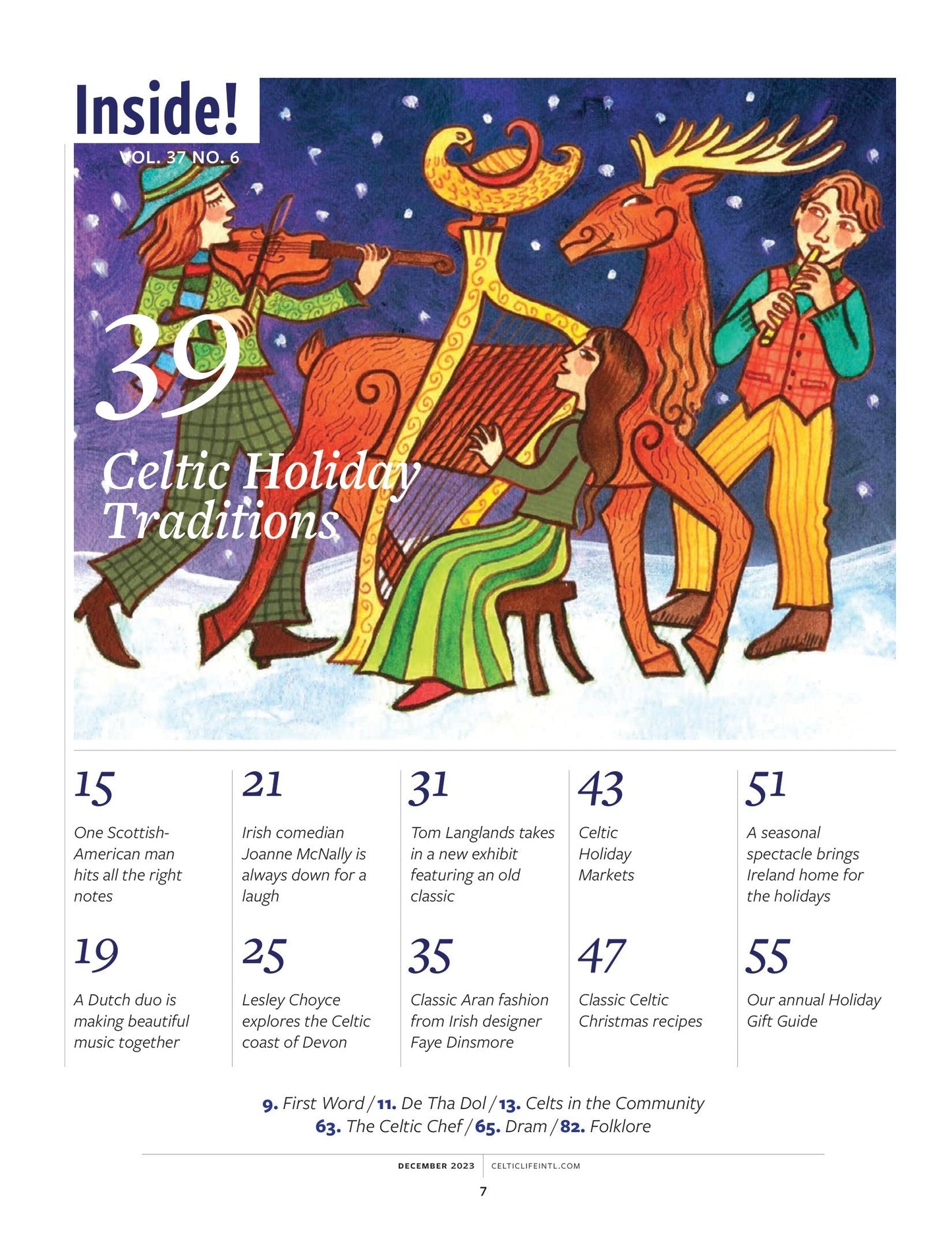 Celtic Life International - Holiday Traditions December 2023: Irish Comedian Joanne McNally, Jason Momoa, EU, Holiday Markets, Gift Guide, Christmas Recipes, Folklore, Scottish & Dutch Music!