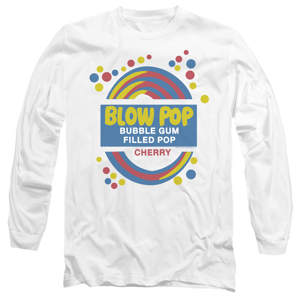 Tootsie Roll Blow Pop Label Mens Long Sleeve Shirt White