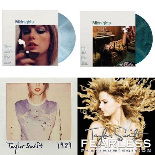 Taylor Swift - Midnights (X) (Moonstone Blue LP Vinyl) & Midnights (X) (Jade Green LP Vinyl) & 1989 & Fearless Platinum Edition