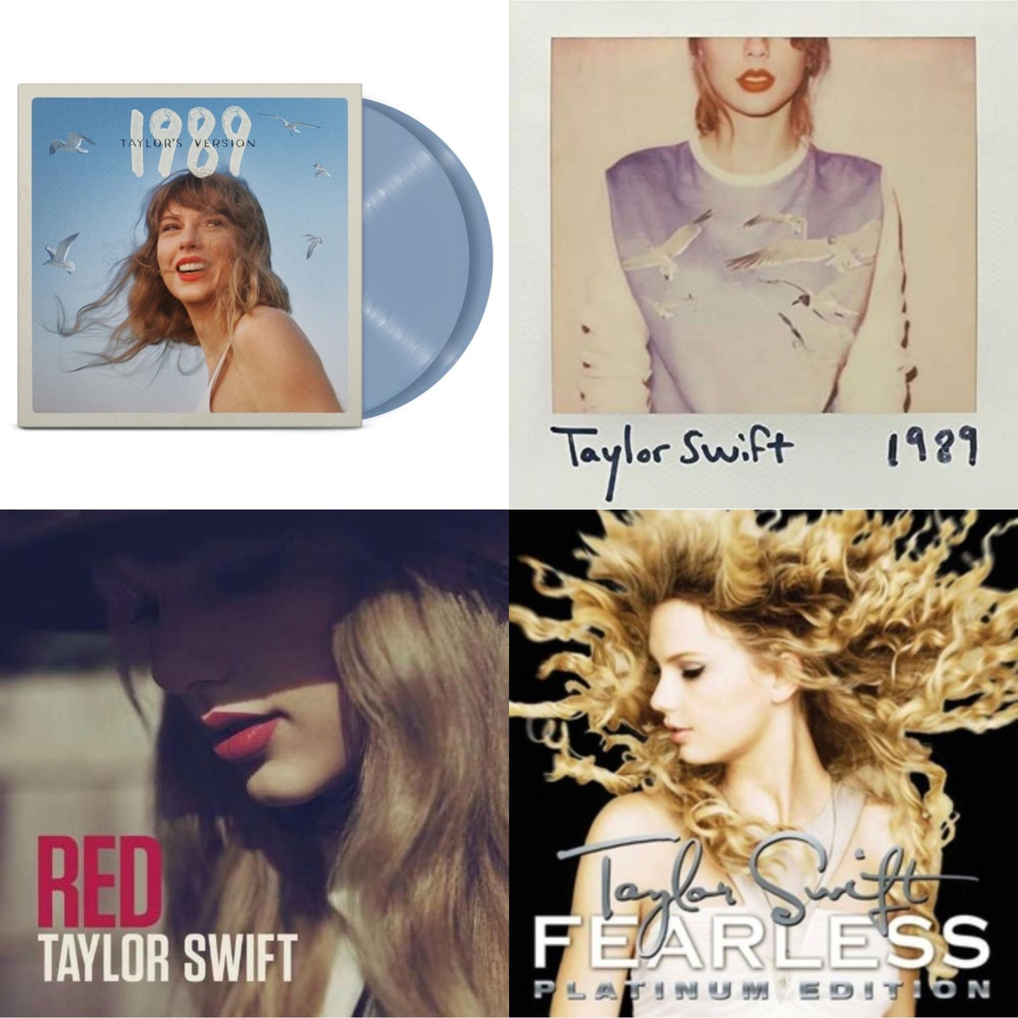 Taylor Swift - 1989 (Taylor's Version) (2LP/Crystal Skies Blue Vinyl) & 1989 & Red & Fearless Platinum Edition