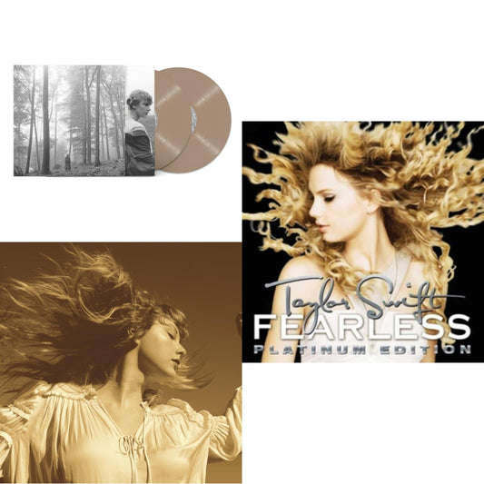 Taylor Swift - Folklore (X) (Beige Vinyl/2LP) & Fearless (Taylor's Version) (Gold Vinyl/3LP) & Fearless Platinum Edition