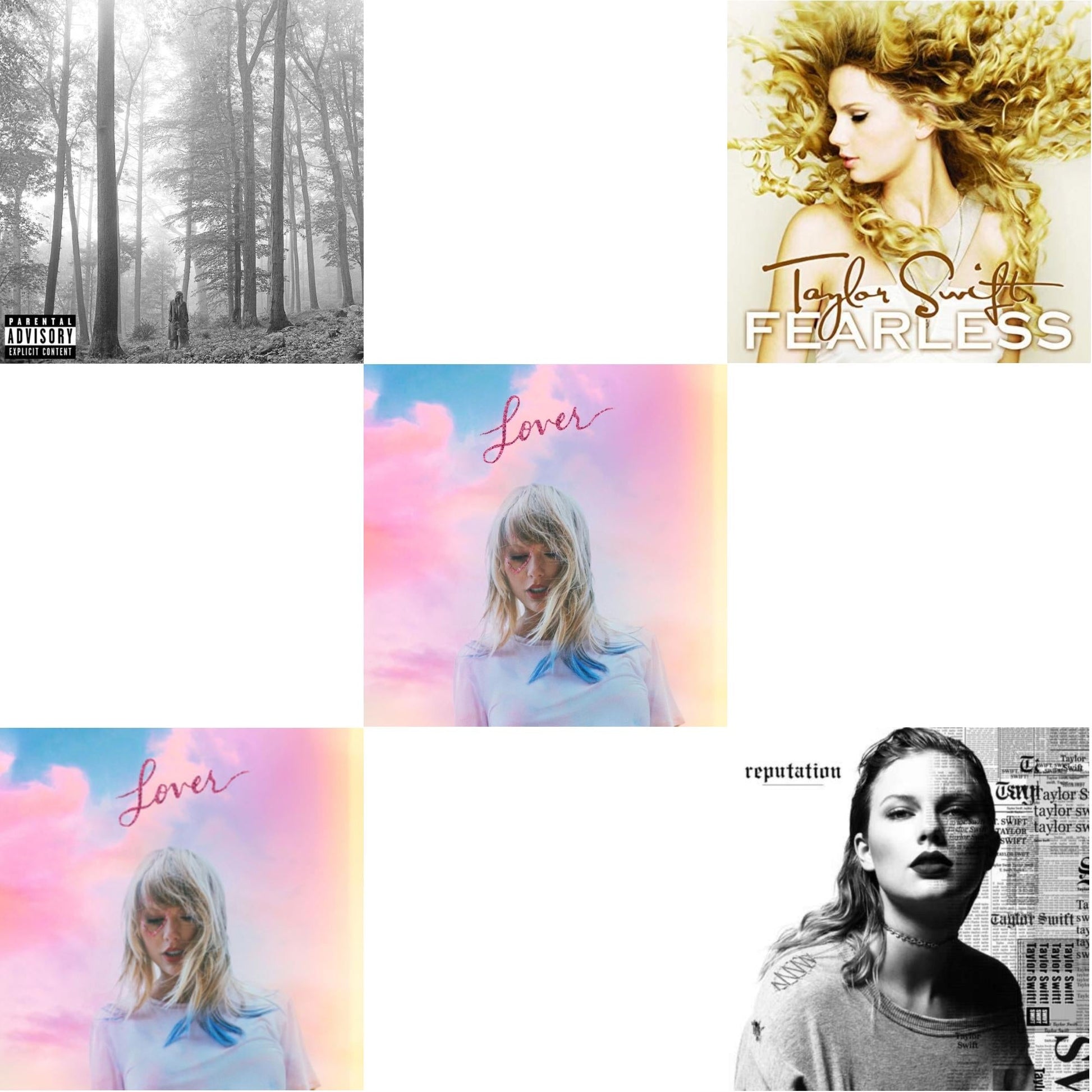 Taylor Swift - Folklore (X) & Lover (Deluxe) (Version 2) & Lover & Fearless & Reputation - CD Bundle